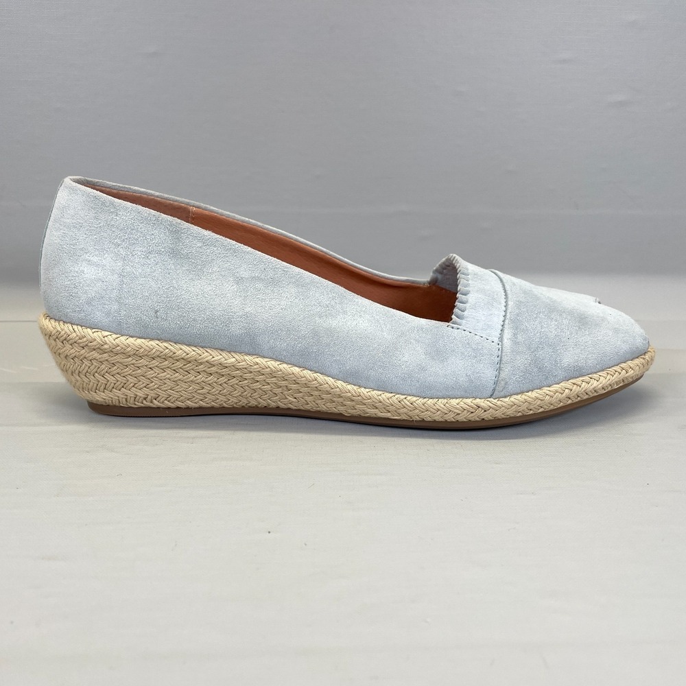 Gentle Souls Lissa Ruffle A-Line Espadrille Wedge Shoes Womens Size 9.5 Blue